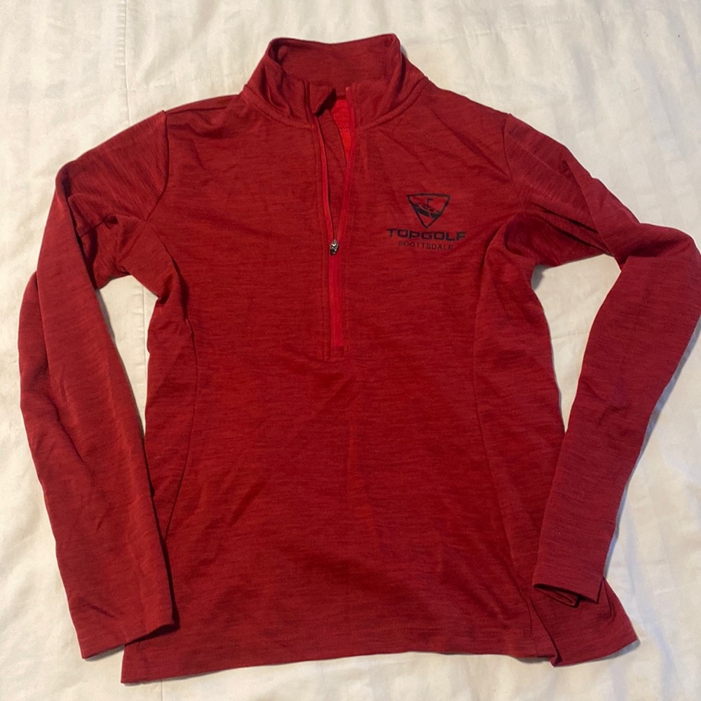 Topgolf red shirt long sleeve quarter zip